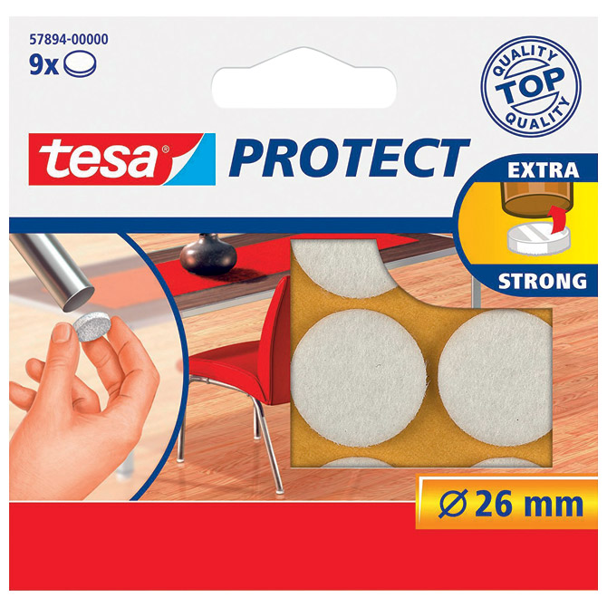 Podložak filc okrugli 26 mm pk9 Tesa 57894-0 bijeli Podložak filc okrugli 26 mm pk9 Tesa 57894-0 bijeli