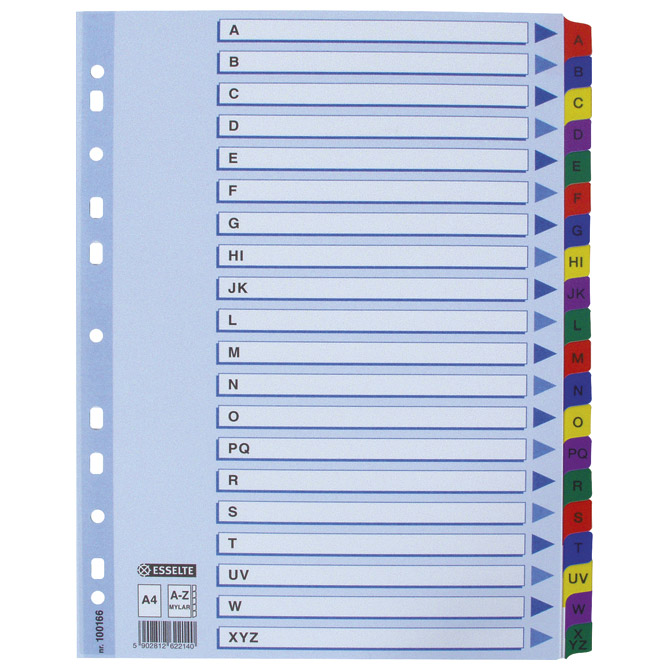 Pregrada kartonska A4 A-Z kolor 20listova Esselte 100166 Pregrada kartonska A4 A-Z kolor 20listova Esselte 100166