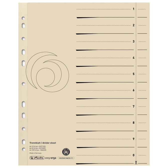 Pregrada kartonska A4 pk100 Herlitz 10840205 Pregrada kartonska A4 pk100 Herlitz 10840205