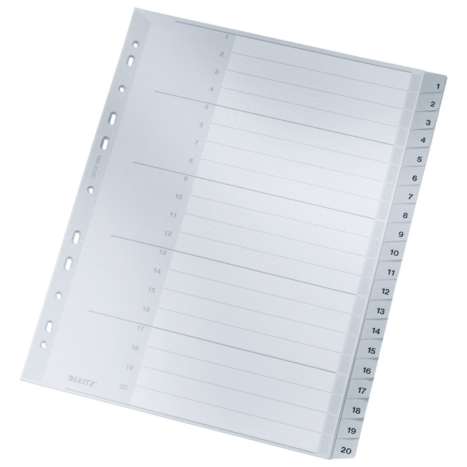 Pregrada plastična A4 brojevi 1-20 Leitz 12840000 siva Pregrada plastična A4 brojevi 1-20 Leitz 12840000 siva