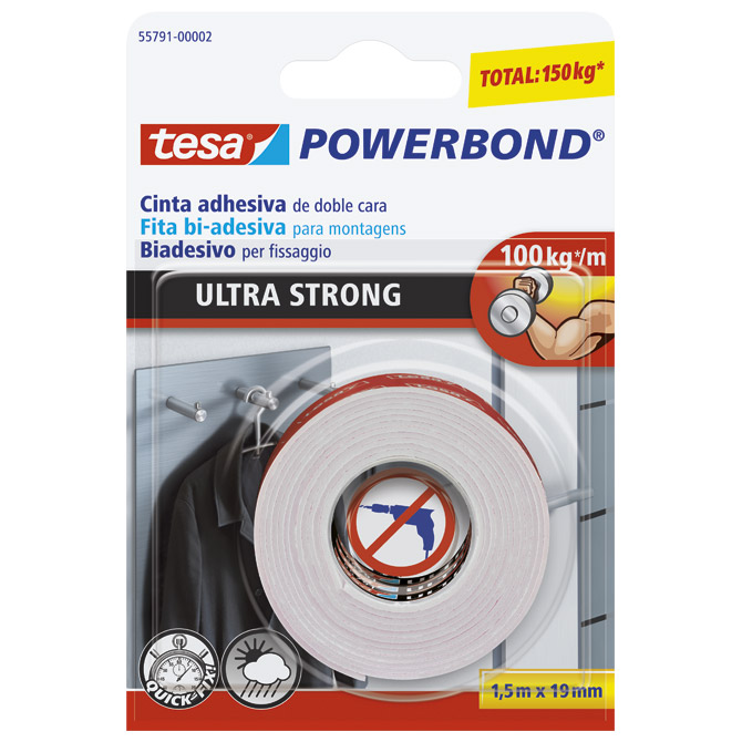 Traka ljepljiva obostrana 19 mm/1,5m spužvasta Ultrastrong Tesa 55791-00001-00 Traka ljepljiva obostrana 19 mm/1,5m spužvasta Ultrastrong Tesa 55791-00001-00