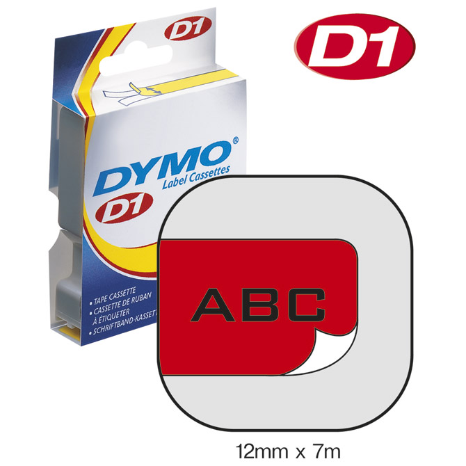 Vrpca D1 12 mmx7m Dymo 45017 crno-crvena Vrpca D1 12 mmx7m Dymo 45017 crno-crvena