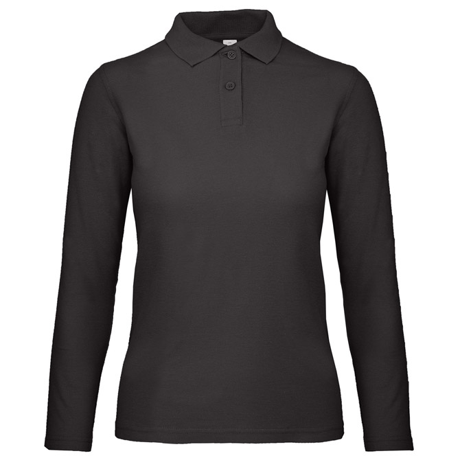 900003665.jpg Majica dugi rukavi polo B&C ID.001 LSL/women 180g crna M - Slika 1