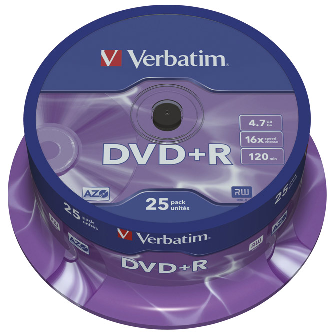 DVD+R 4,7/120 16x spindl Mat Silver pk25 Verbatim 43500 DVD+R 4,7/120 16x spindl Mat Silver pk25 Verbatim 43500