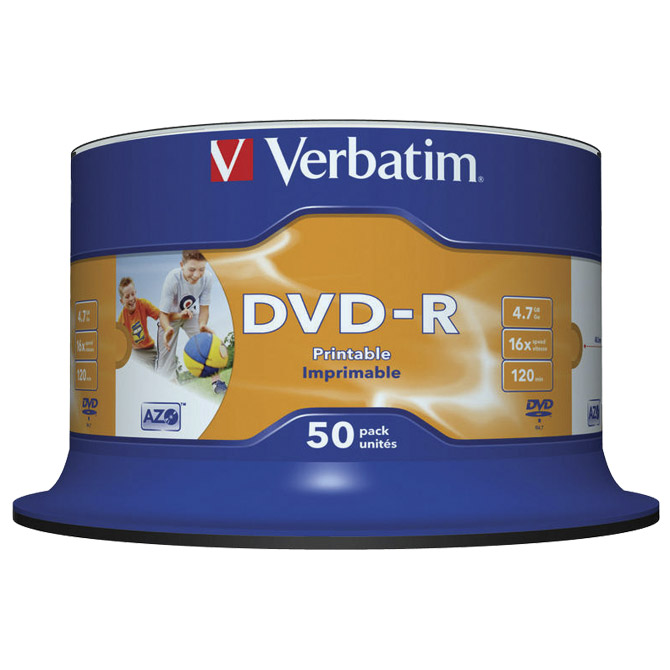 DVD-R 4,7/120 16x spindl printable pk50 Verbatim 43533 DVD-R 4,7/120 16x spindl printable pk50 Verbatim 43533