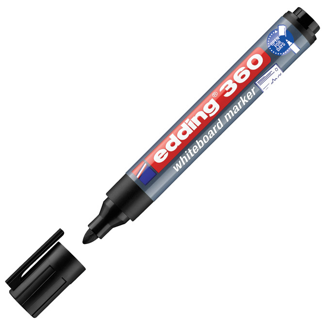 Marker za bijelu ploču 1,5-3 mm Edding 360 crni Marker za bijelu ploču 1,5-3 mm Edding 360 crni