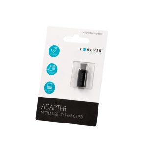 Adapter microUSB USB-C black (crni)